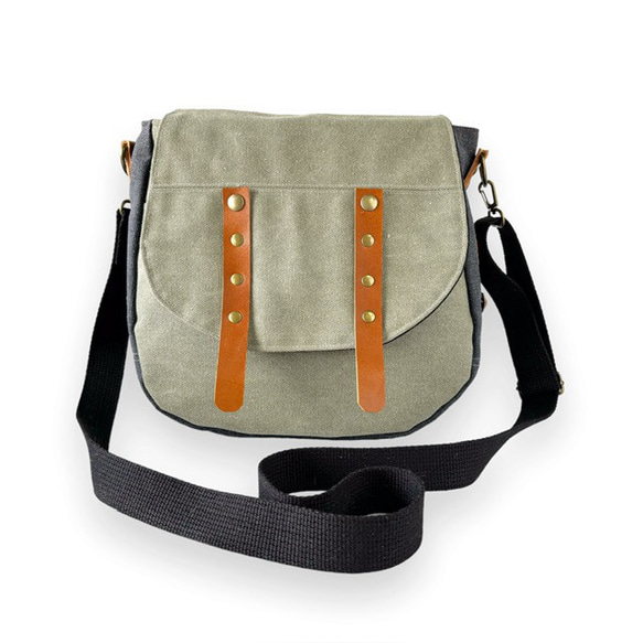 [希少✨] 美品❤️ 一澤帆布　京都　ショルダーバッグ　モスグリーン　帆布　レザー 120周年記念の限定色、「あさぎ色」。 そのラインナップの中のNo