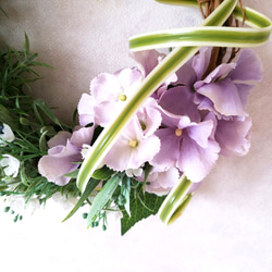 アーティフィシャルフラワー　ラベンダーと紫陽花のリース サシェ付き　 2枚目の画像