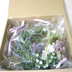 アーティフィシャルフラワー　ラベンダーと紫陽花のリース サシェ付き　 9枚目の画像