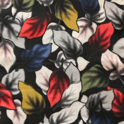レトロな帯枕・帯板・仮紐・収納バッグセット　銘仙　マルチカラーな葉の総柄模様 12枚目の画像
