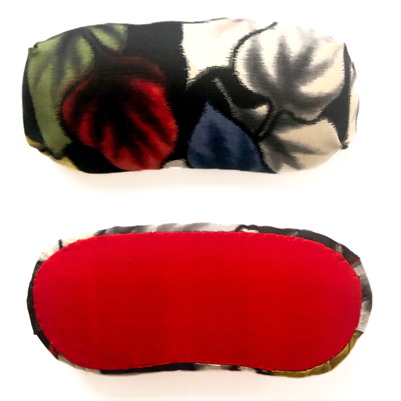 レトロな帯枕・帯板・仮紐・収納バッグセット　銘仙　マルチカラーな葉の総柄模様 7枚目の画像