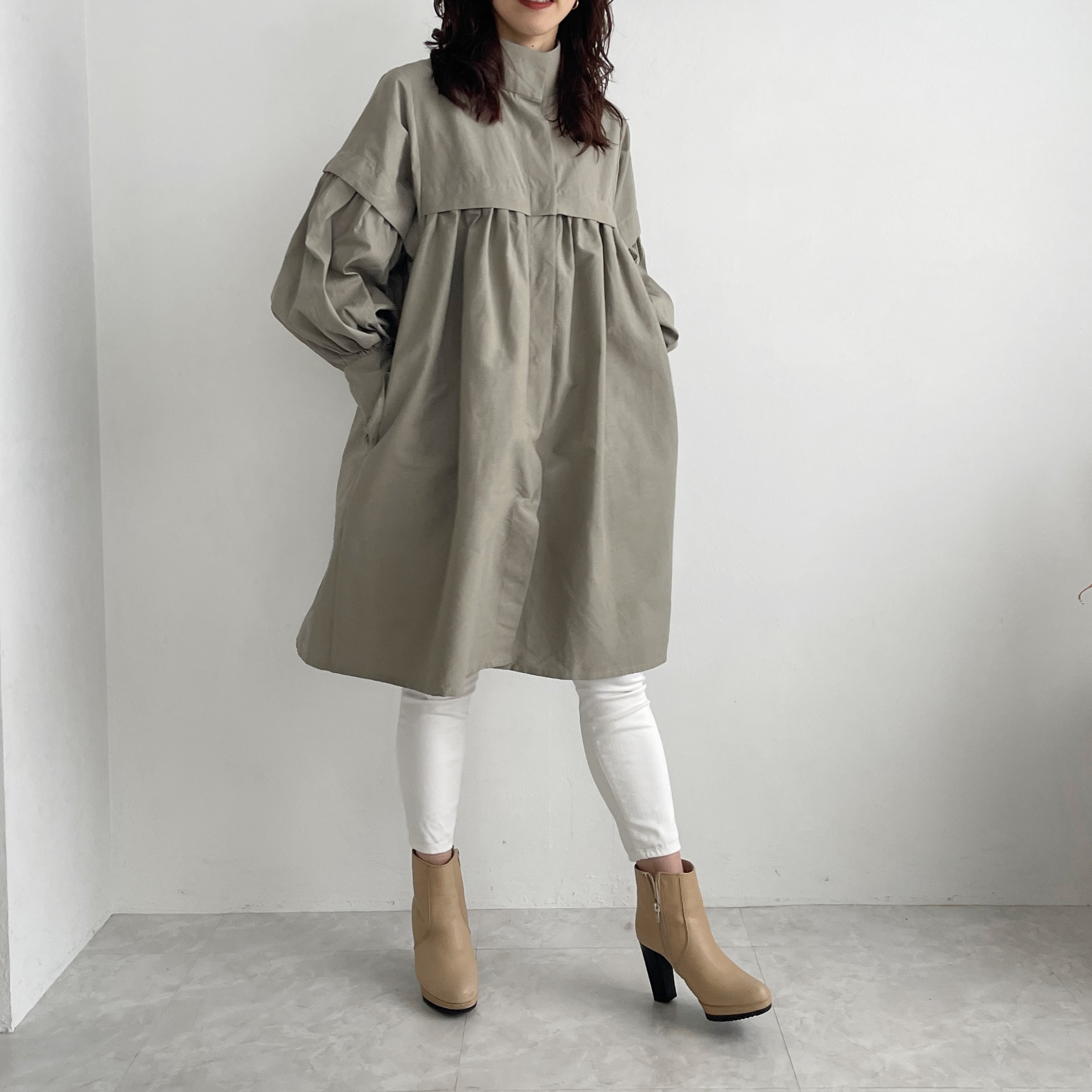 タートルネックレイヤードコート(green) 17,907円