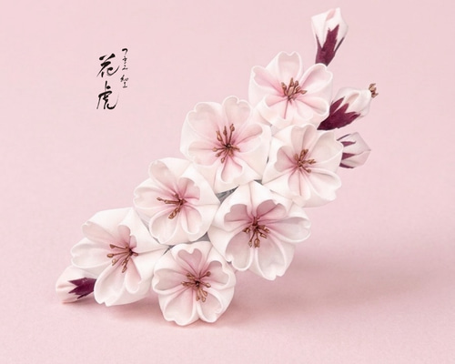 七輪桜の髪飾り つまみ細工 七五三 桃色 浴衣 ピンク 桜 着物 成人式