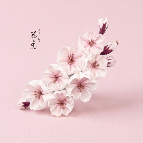 七輪桜の髪飾り つまみ細工 七五三 桃色 浴衣 ピンク 桜 着物 成人式