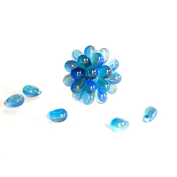 glass beads ring*blue 1枚目の画像