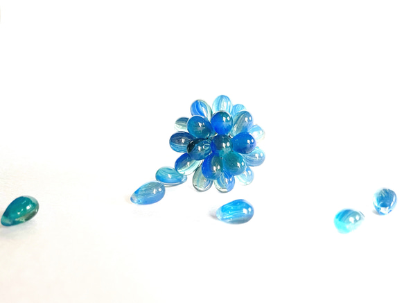 glass beads ring*blue 2枚目の画像