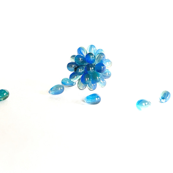 glass beads ring*blue 3枚目の画像