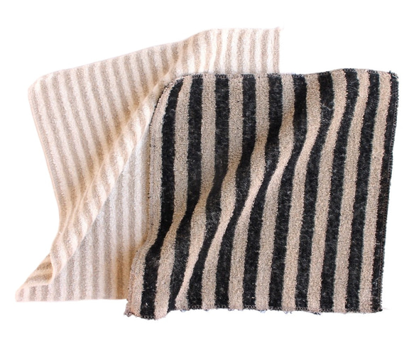 リトアニア製 綿麻パイル 生地サンプル《ストライプ》○2枚ワンセット