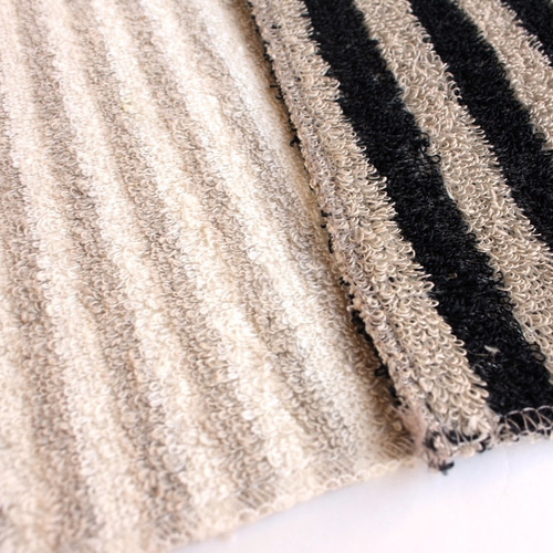 リトアニア製 綿麻パイル 生地サンプル《ストライプ》○2枚ワンセット