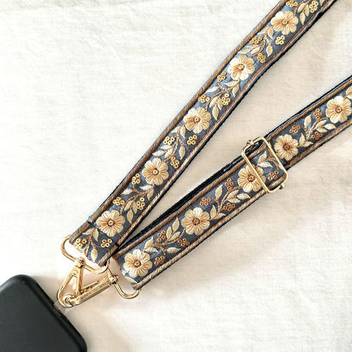 インド刺繍リボン スマホショルダー ショルダーストラップ