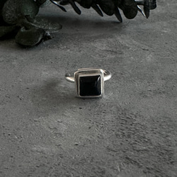 silver950/正方形オニキスのイヤーカフ/ 片耳用 5枚目の画像