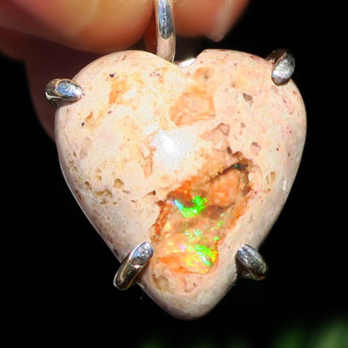 ハート】カンテラオパール シルバーペンダント Heart cantera opal