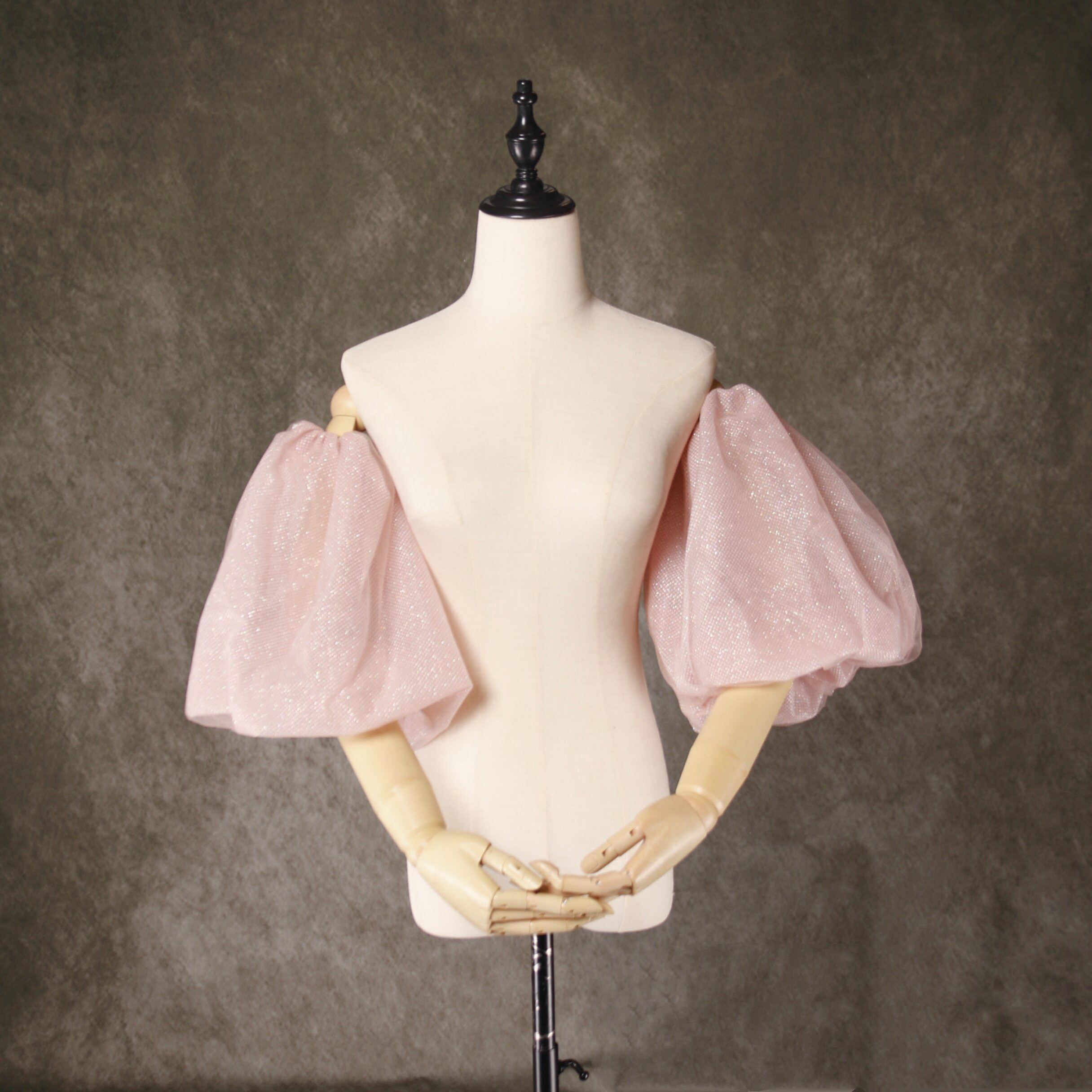 送料無料！パフスリーブ パフスリーブ キラキラチュール 可愛い  取り外し袖 花嫁/ウェディングドレス 前撮り