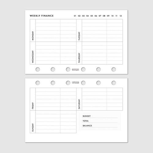 システム手帳リフィル《ミニ6サイズ》週間家計簿【CBMI_CL04】 手帳