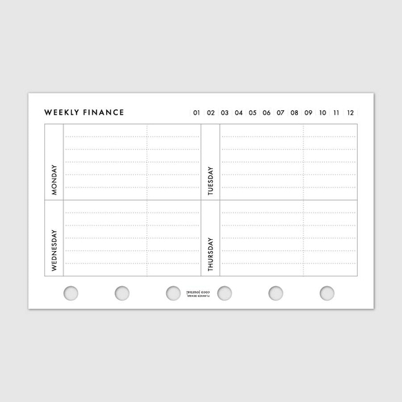 システム手帳リフィル《ミニ6サイズ》週間家計簿【CBMI_CL04】 3枚目の画像