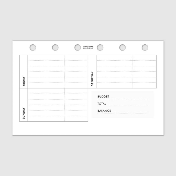 システム手帳リフィル《ミニ6サイズ》週間家計簿【CBMI_CL04】 4枚目の画像