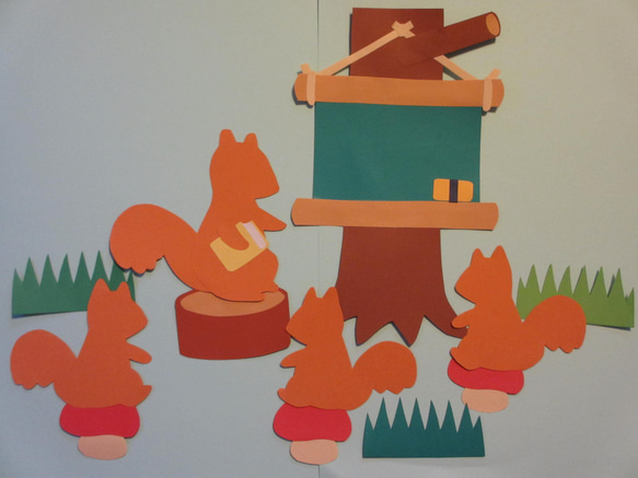 森の学校（動物は５種から選択）　画用紙　壁面飾り　保育園・幼稚園・学校・図書館その他施設 3枚目の画像