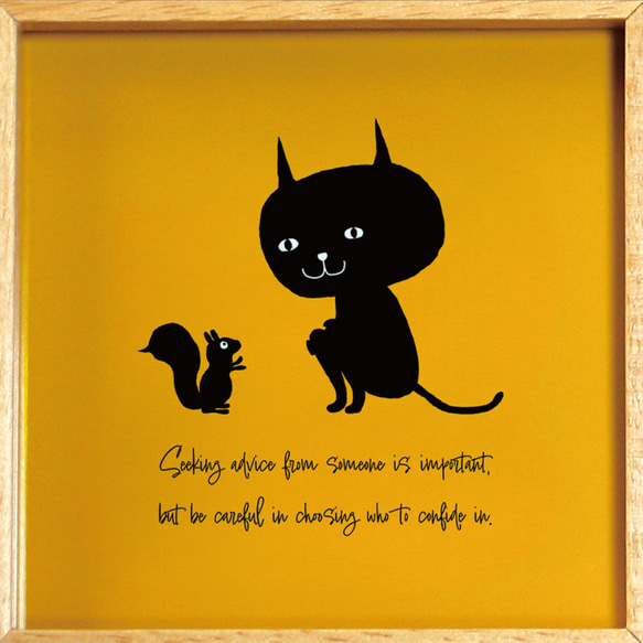 【額付き】 北欧　ネコ　猫　絵　絵画　アート　ポスター　黒猫　イラスト　グッズ　猫モチーフ　雑貨「ねこのひげ　0044」 6枚目の画像