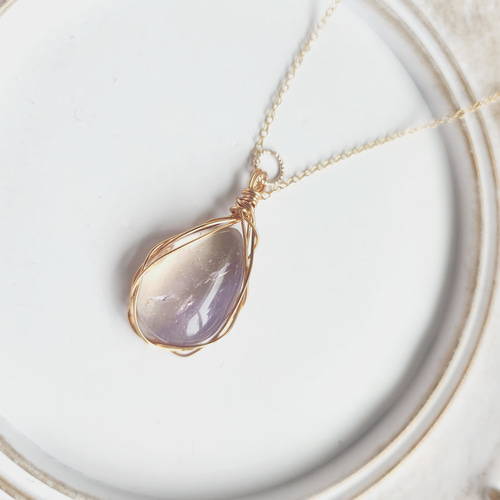 1点のみ】雫アメトリンのワイヤーラッピングペンダントトップ