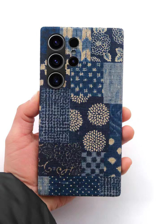 Samsung Galaxy S24 S23 utra ケース  スマホケース 古代の藍染め 草木染め 高級天然素材 1枚目の画像