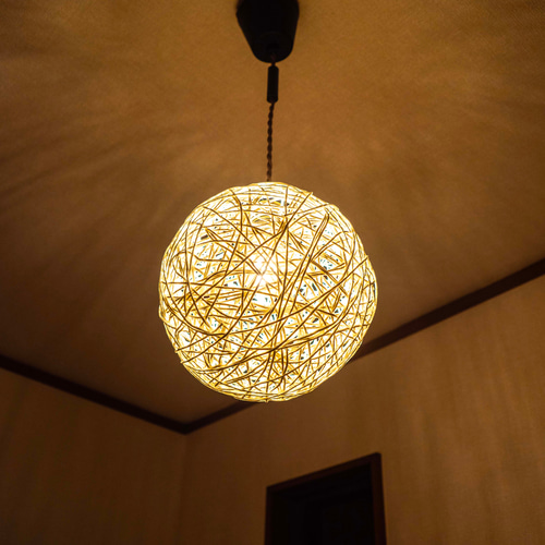 紙紐で作ったシーリングライト（ペンダントライト）LEDエジソン