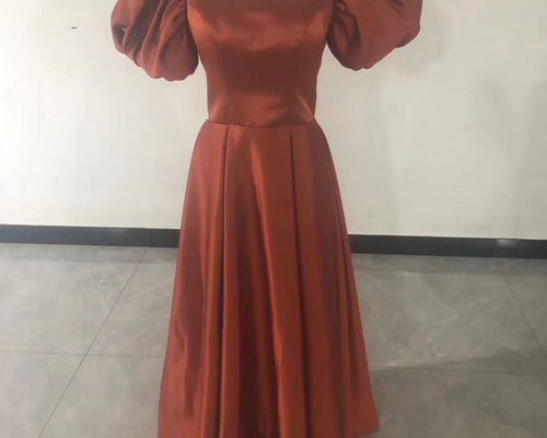送料無料！高品質！ パーティードレス トレンドのオレンジ ロング  