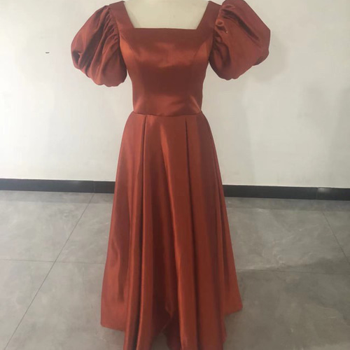送料無料！高品質！ パーティードレス トレンドのオレンジ ロング  