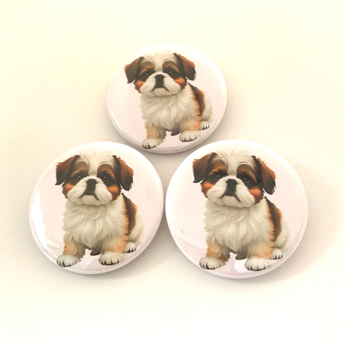 シーズー 缶バッジ 3個 セット シーズー犬 犬 グッズ DOG 仔犬 ペット