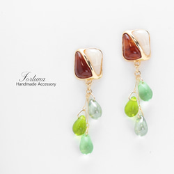 じばにゃん☺︎ 1点作品☆ 大粒エメラルドピアス　イヤリングに変更可能☺︎ 899e568073768d66ff076226c9ef48