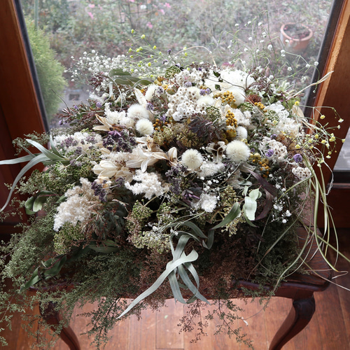 75cm) ＊特大＊ タンポポの綿毛とアジサイの春色ボリュームスワッグ  