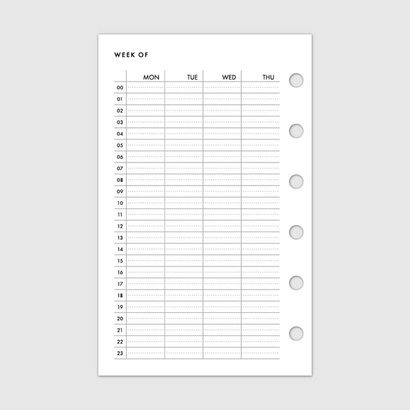 ミニ6サイズ・システム手帳リフィル／24時間バーチカルのウィークリー・バレットジャーナル【CBMI_WL04】 3枚目の画像