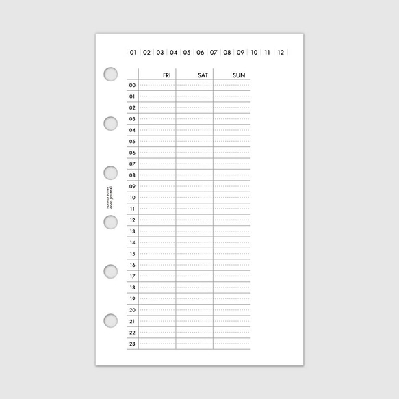 ミニ6サイズ・システム手帳リフィル／24時間バーチカルのウィークリー・バレットジャーナル【CBMI_WL04】 4枚目の画像
