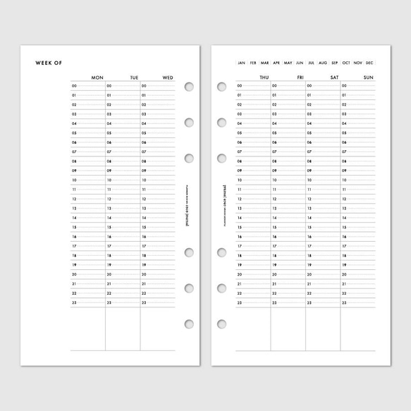 バイブルサイズ・システム手帳リフィル／24時間バーチカルのウィークリー・バレットジャーナル【CBBI_WL04】 2枚目の画像