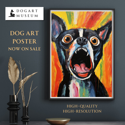 The Scream Dog - ボストンテリア犬 No.3】 ムンク 叫び アート
