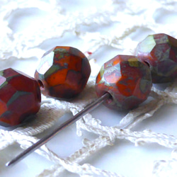 FPワイルドオレンジ　 チェコビーズCzech Glass Beads4個 2枚目の画像
