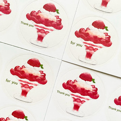 透明水彩画「いちごパフェ　丸シール」48枚　サンキューシール　イチゴ　苺　フルーツ　カフェ　春　バレンタイン　キッチン 2枚目の画像