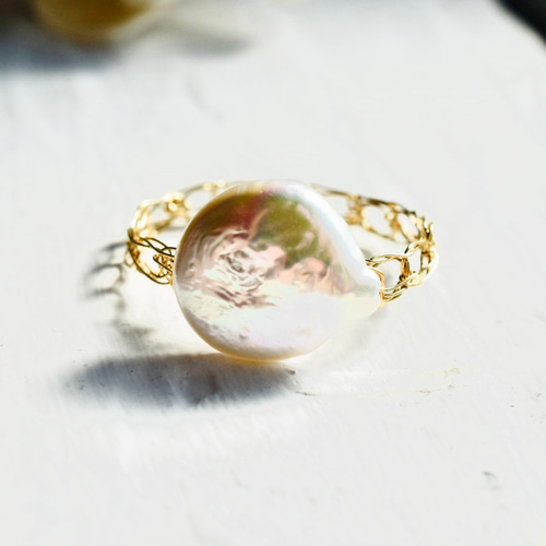シェル(白蝶貝) コイン / k14gfリング 指輪・リング mayumi