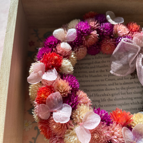 木箱の千日紅リース ドライフラワー 七色の花 通販 17208704｜Creema