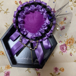 キュートハート ロゼット 缶バッジ 紫 5枚目の画像