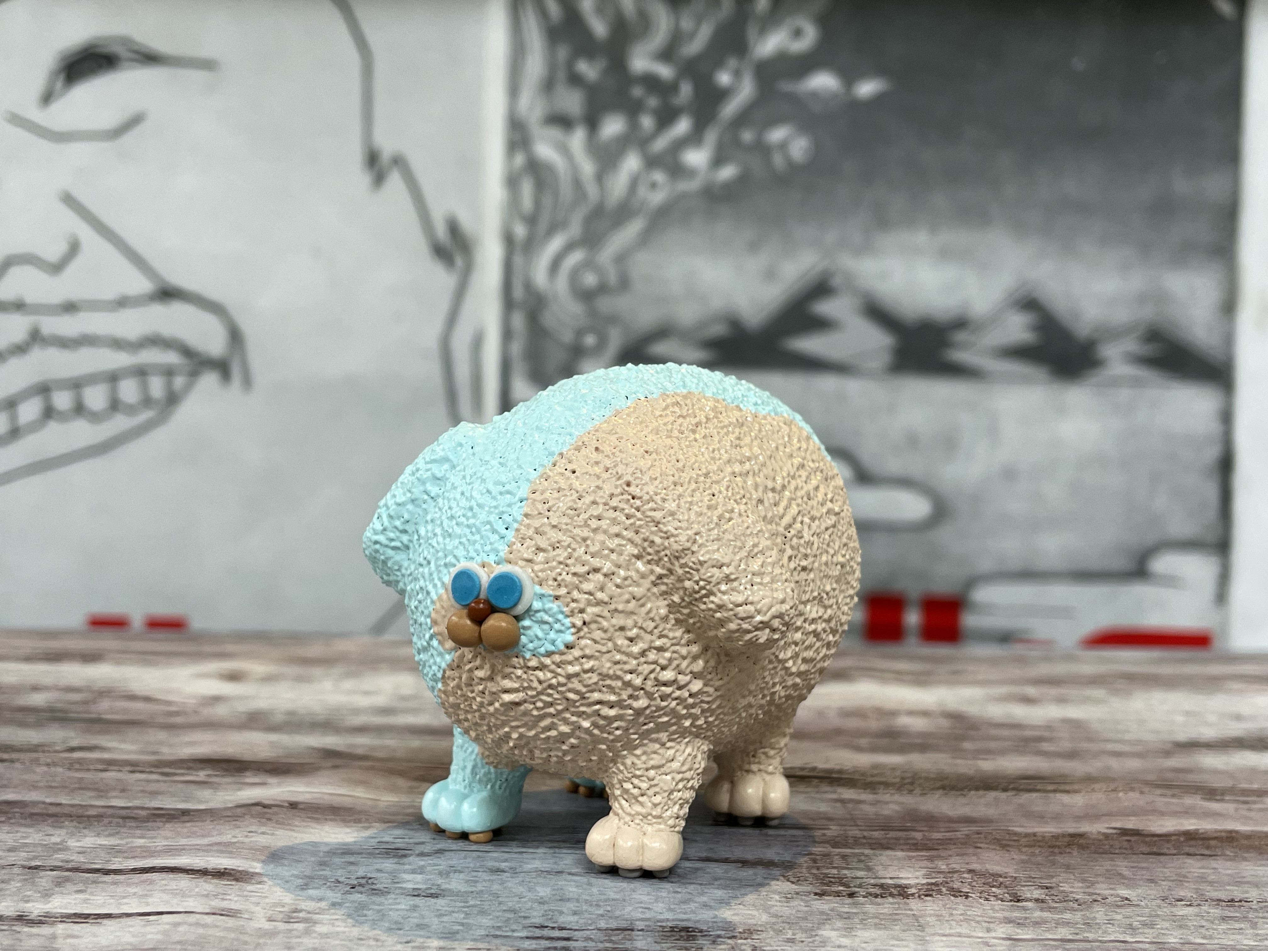 ”高さ60mm”★☆さちくるん(空とベージュ) ☆ 幸せを招ぶ置き物として ★ 笑顔にさせるために頑張ってます。