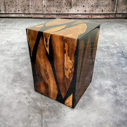 ウッド ＆ レジン　スツール　イス　小椅子　家具　サイドテーブル　コーヒーテーブル　チークウッド　木製　ナチュラル 2枚目の画像