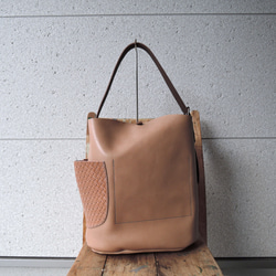 ≪web限定≫【ORZO】ヌメ革 ワンショルダートート BAG (M) A4対応 グレージュ OR-901M 3枚目の画像