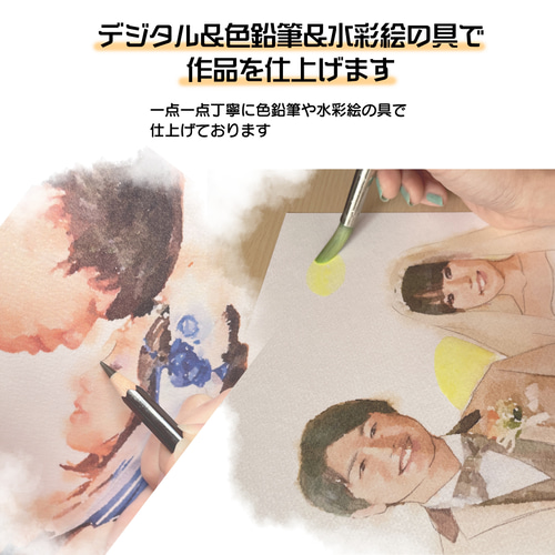 似顔絵オーダー 家族 1歳誕生日 2歳誕生日 ハーフバースデー