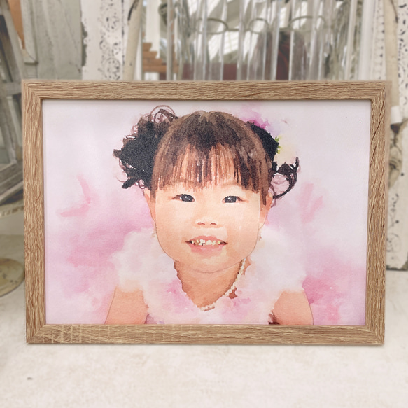 似顔絵オーダー 家族 1歳誕生日 2歳誕生日 ハーフバースデー 記念日