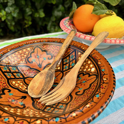 イタリア＆北アフリカ伝統万能絵付皿　大地の息吹　クスクス皿 32 tebsi 2枚目の画像