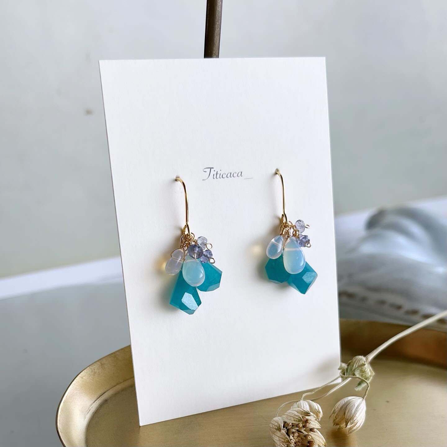 グリーンアメジストとエチオピアオパールの天然石チャーム