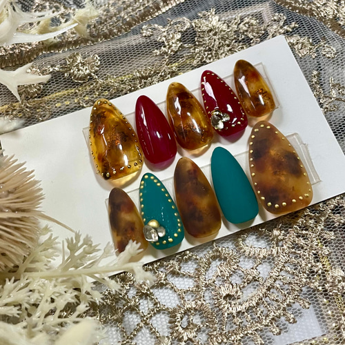 サイズオーダー♡鼈甲ネイルチップ マット つや size order nailtip  