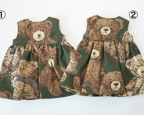 ハンドメイド　くまちゃん３段ティアードワンピース　くまさん ハンドメイド くまちゃん3段ティアードワンピース くまさん