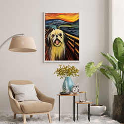 【The Scream Dog - シーズー犬 No.2】ムンク 叫び 犬の絵画 犬のイラスト 7枚目の画像
