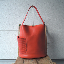 ≪web限定≫【ORZO】ヌメ革 ワンショルダートート BAG (M) A4対応 レッド OR-901M 6枚目の画像